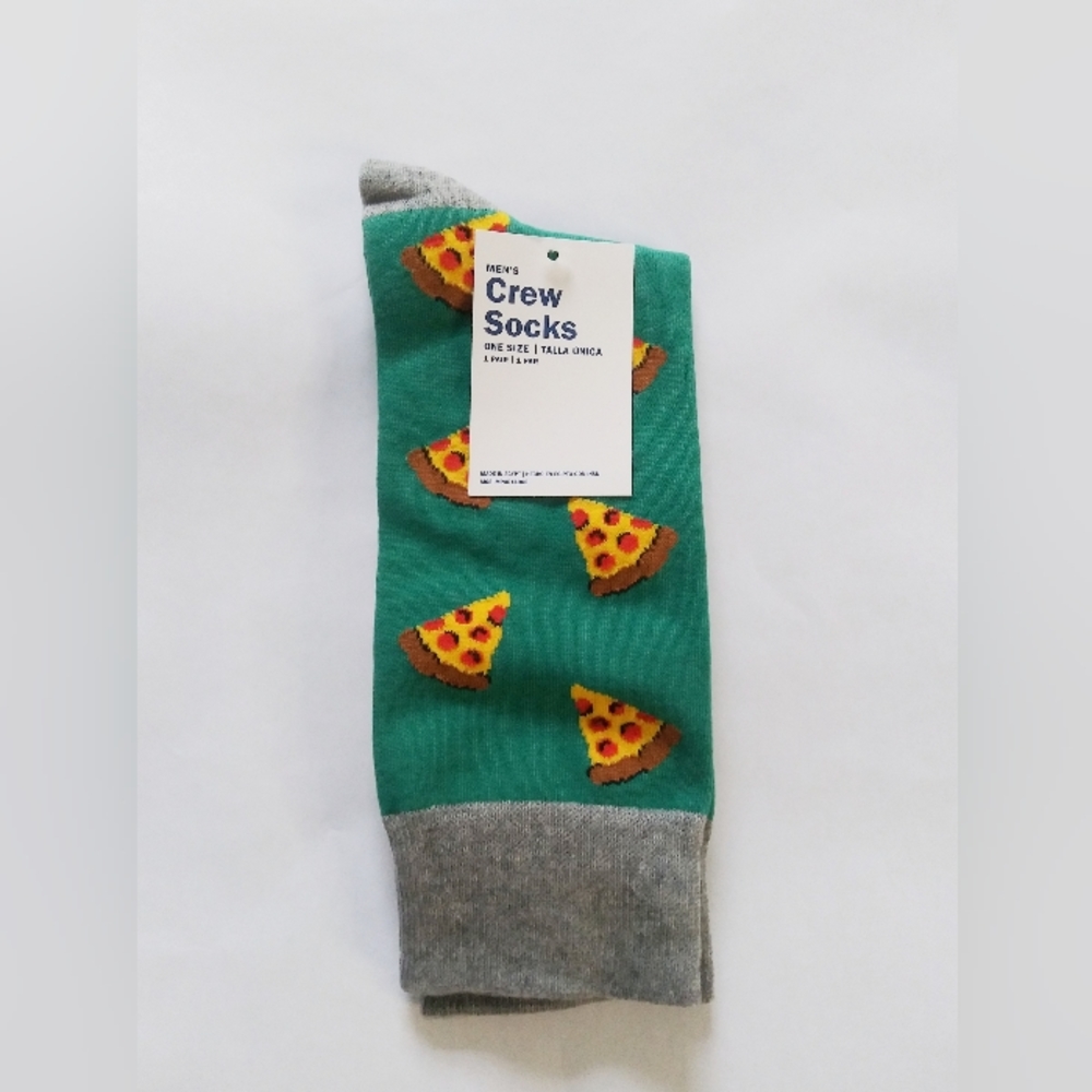 New Novelty Pizza Crew Socks 1 Pair One Size